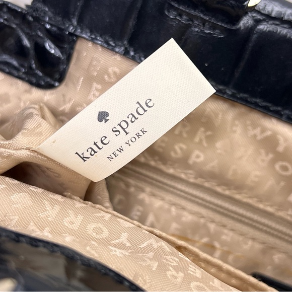 kate spade Black Croc-Embossed Patent Leather Satchel - Picture 8 of 10